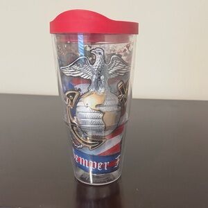 Red and Clear Tumbler with Eagle Design